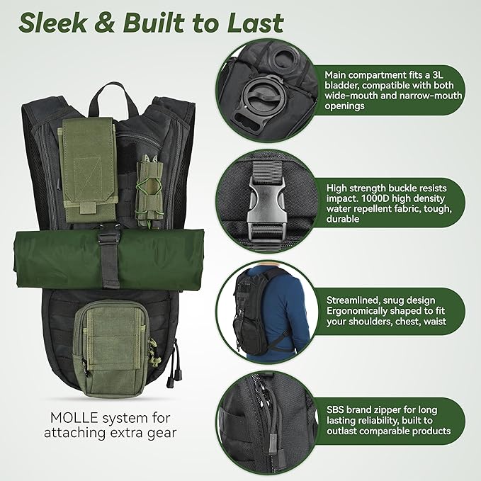 MARCHWAY Tactical Molle Hydration Pack Backpack - Image 3
