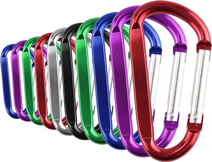 SWATOM Aluminum D-Shape Carabiner Clip 1.6/1.8/2.2/2.6/3 Inches Spring Snap by SWATOM