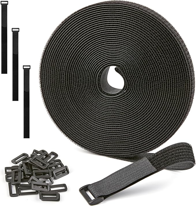 1" x 30ft Nylon Hook and Loop Cable Straps Roll by NBTORCH