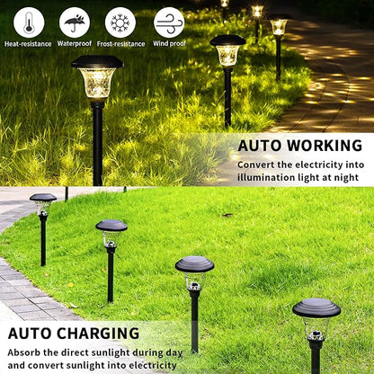 GIGALUMI 8 Pack Solar Pathway Lights, Solar Garden Lights Outdoor Warm White - Image 6