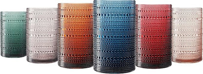 Khen Plastic Hobnail Drinking Highball Glasses Set of 6 Neutral Tones Cups 14oz - Image 4