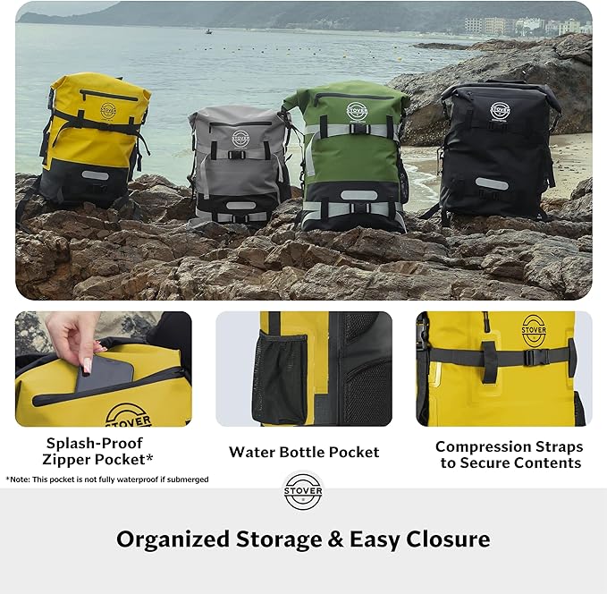 STOVER 5/10/25/30/40/55L Waterproof Dry Bag- Roll-Top Backpack w/Phone Case- - Image 7