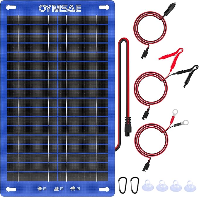 OYMSAE 12W Solar Car Battery Charger Portable 12V Trickle Battery Charger & by OYMSAE