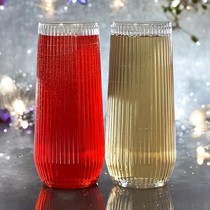 Oojami 48 Pack Ribbed Origami Ripple Plastic Glasses, 24 Stemless 9oz Champagne - Image 7