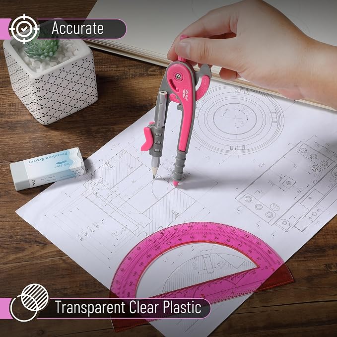 Mr. Pen- Geometry Compass and Protractor Set, 6 Inch Compass, 6 Inch Protractor - Image 4