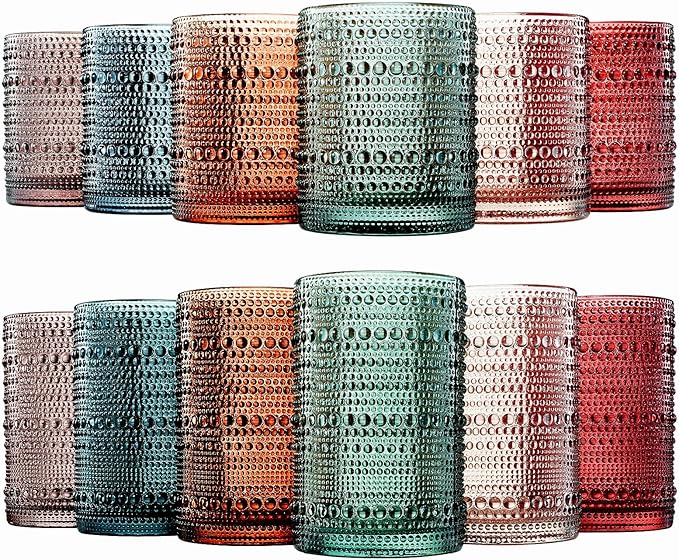 Khen Hobnail Beaded Highball Drinking Tumbler Glasses | Set of 12 | Color - Image 7