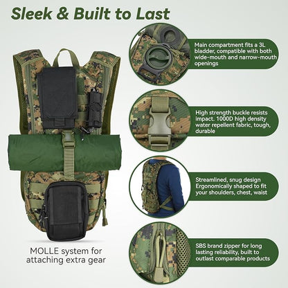 MARCHWAY Tactical Molle Hydration Pack Backpack - Image 3