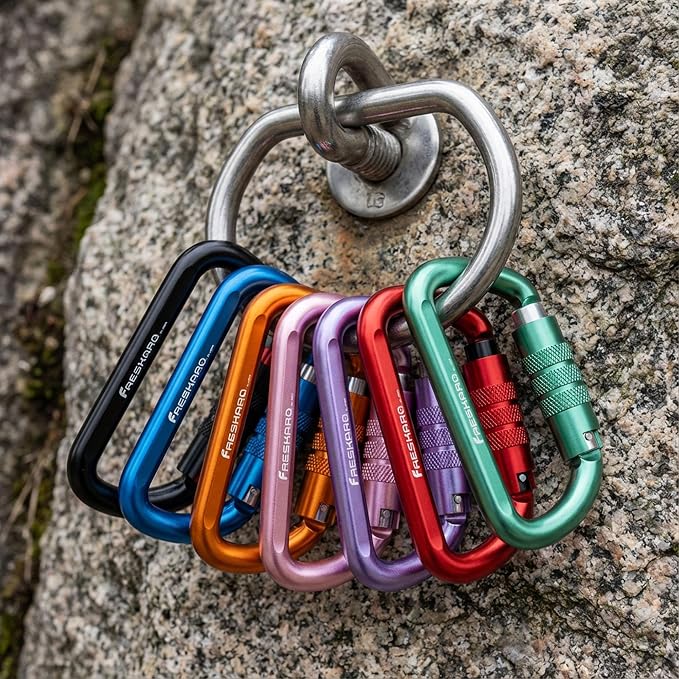 FresKaro 3inch 12kN-2698lbs Auto Locking Carabiner Clips, Solid D Shape - Image 8