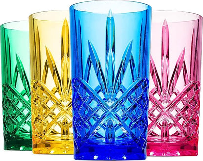 Godinger Acrylic Highball Glasses, Tall Beverage Highballs Drinking Glasses Cups by Godinger
