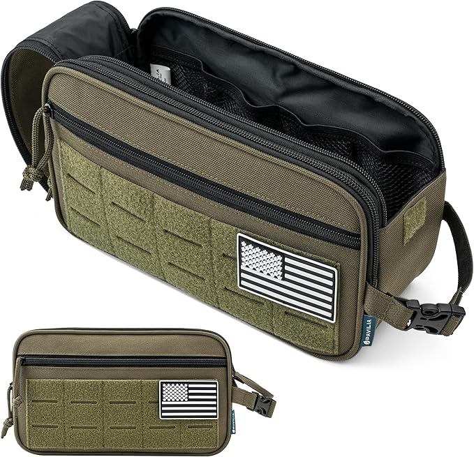 PAVILIA Tactical Toiletry Bag for Men, Travel Hygiene Bag, Military Gear Dopp by PAVILIA