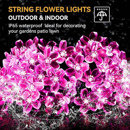 ITICdecor Solar String Flower Lights Outdoor Waterproof 50 LED Fairy Light - Image 3