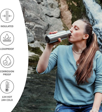 Bambaw Metal Insulated Water Bottle 16 oz, Stainless Steel Water Bottle - Image 3