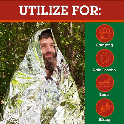 Grizzly Gear Emergency Mylar Thermal Blankets Survival Kit Camping - Image 3