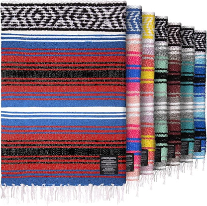 Hydration Nation Authentic Large Handwoven Mexican Striped Throw Blanket by ZulayKitchen