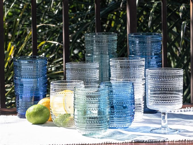 Beaded 15 oz Durable Acrylic Stemless Wine Glasses, Shatter-Resistant and - Image 3