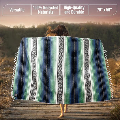 Hydration Nation Authentic Large Handwoven Mexican Blanket - Image 3