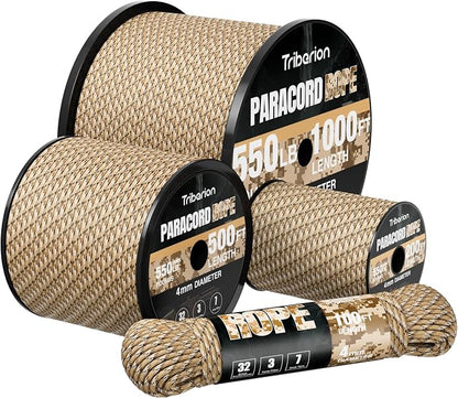 Paracord Rope 550 lb - 50ft 5/32" Parachute Cord 4MM 7-Strand para Cord - Heavy by Triberion