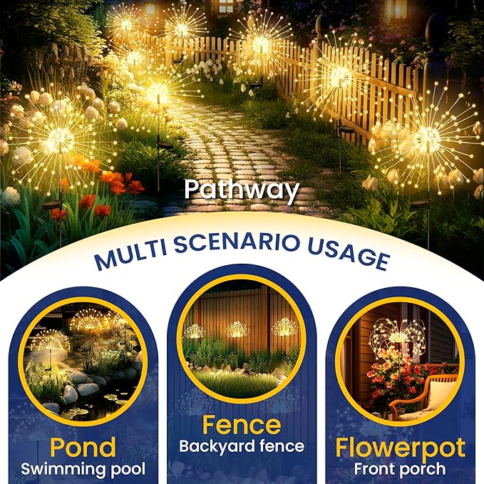 GIGALUMI Garden Decor Outdoor Lights 120LED 2Pack, Solar Garden Lights - Image 4