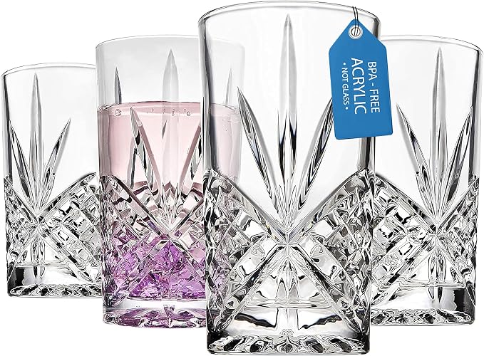 Godinger Tall Highball Glasses, Shatterproof and Reusable Acrylic by Godinger