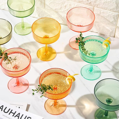Khen Shatterproof Acrylic Ribbed Vintage Art Deco Martini, Champagne & Cocktail - Image 6