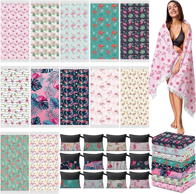 Peryiter 24 Pack Microfiber Oversize Turkish Beach Towel Set 12 Large Absorbent by Peryiter