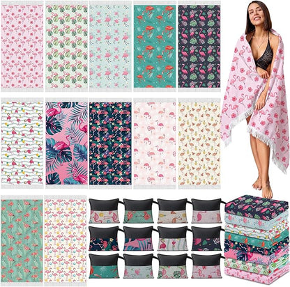 Peryiter 24 Pack Microfiber Oversize Turkish Beach Towel Set 12 Large Absorbent by Peryiter