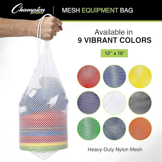 Champion Sports Mesh Equipment Bag – Heavy-Duty Nylon Drawstring Bag - Image 2