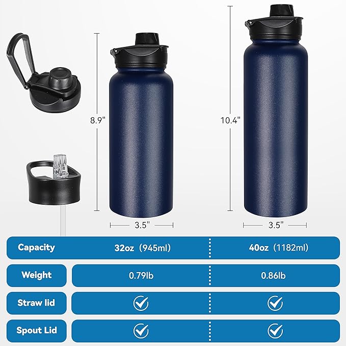 VEGOND 32 oz Insulated Water Bottle Stainless Steel Metal Water Bottles - Image 4