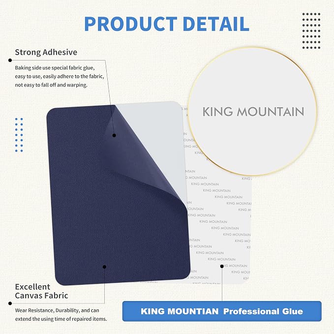 KING MOUNTAIN Canvas Repair Patch 9 x11 Inch 2 Pcs Self-Adhesive Waterproof - Image 3