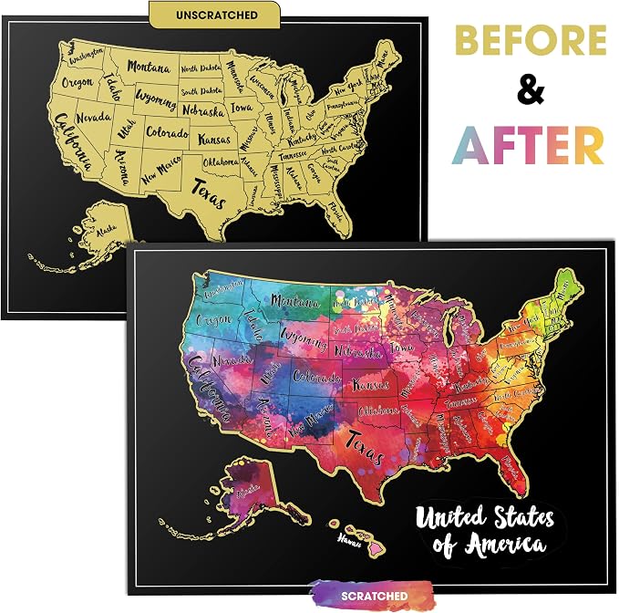TRAVELISIMO Scratch Off Map of The United States, 12x17 inch Scratch USA - Image 2