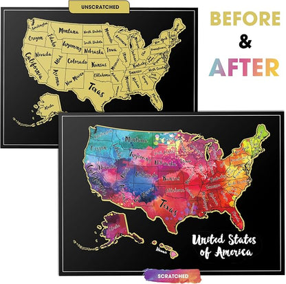 TRAVELISIMO Scratch Off Map of The United States, 12x17 inch Scratch USA - Image 2