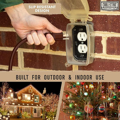 Brown Outdoor Extension Cord 50 ft, 16/3 Heavy Duty Cable - Image 5