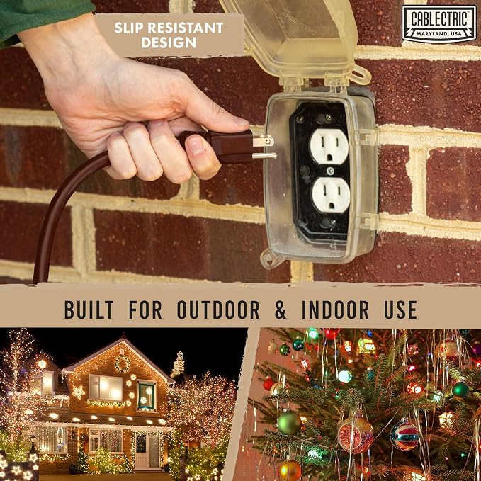Brown Outdoor Extension Cord 75 ft, 16/3 Heavy Duty Cable - Image 5