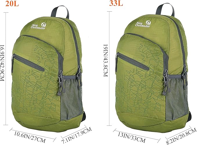Outlander Packable Handy Lightweight Travel Hiking Backpack Daypack-Green-L - Image 6