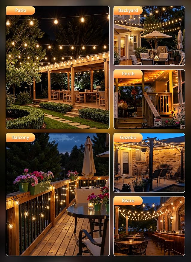 Brightown Outdoor String Lights, 152FT Shatterproof LED Patio Lights - Image 7
