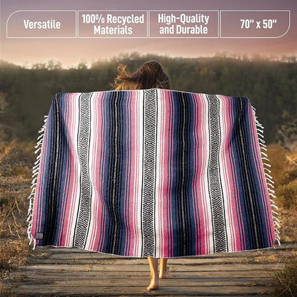 Hydration Nation Authentic Large Handwoven Mexican Blanket - Image 3