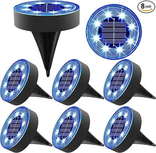 Joomer Solar Ground Lights, 8 Pack 8 LED Solar Lights Outdoor IP68 Waterproof by Joomer
