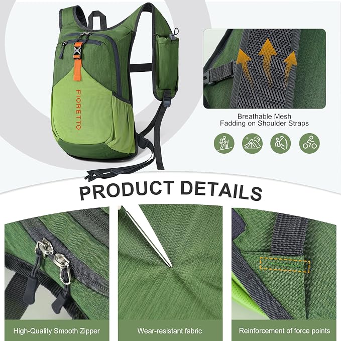 FIORETTO 20L Hiking Backpack for Women Men Mini Packable Backpack Lightweight - Image 7