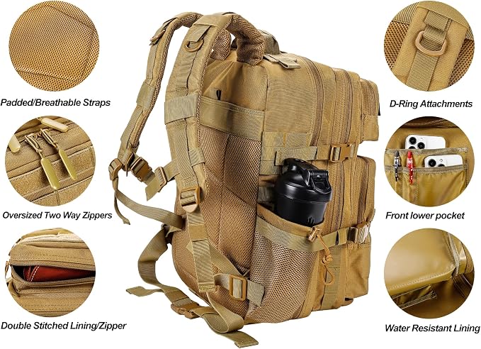LHI Military Tactical Backpack for Men and Women 45L Army 3 Days Assault Pack - Image 5