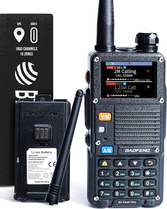 BAOFENG BF-F8HP PRO 10 W Tri-Band Two-Way Radio – UV-5R 7th Gen, 1000 Channels by BAOFENG