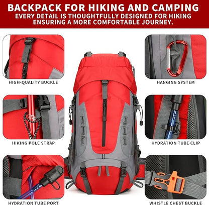 75L Hiking Backpack with Rain Cover Waterproof Camping Backpack Shoes Warehouse - Image 6