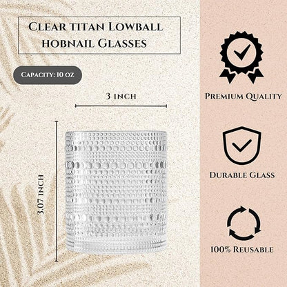 Plastic Hobnail Drinking Glasses Set of 6 Tritan Lowball Cups 14oz, - Image 4
