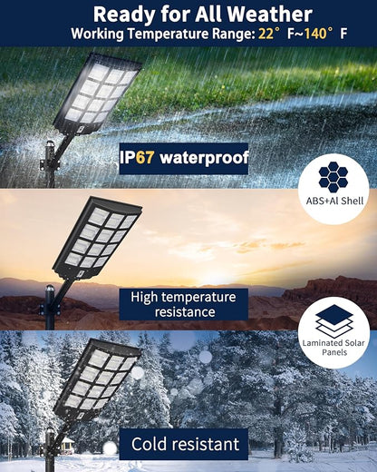 Ofuray Solar Street Lights Outdoor, Solar Security Flood Lights Parking Lot - Image 4