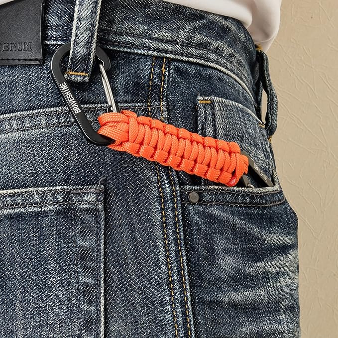 BRAVESHINE Paracord Keychain Carabiner Clip, D Ring Lanyard Hanger Stroller Hook - Image 4