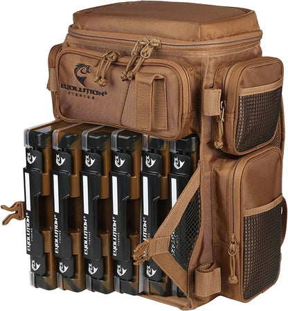 Evolution Fishing Drift Series Tackle Backpack, Outdoor Rucksack w/ 6 Fishing - Image 3