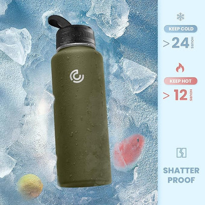 COKTIK 40oz Sports Water Bottle, Stainless Steel Water Bottle - Image 4