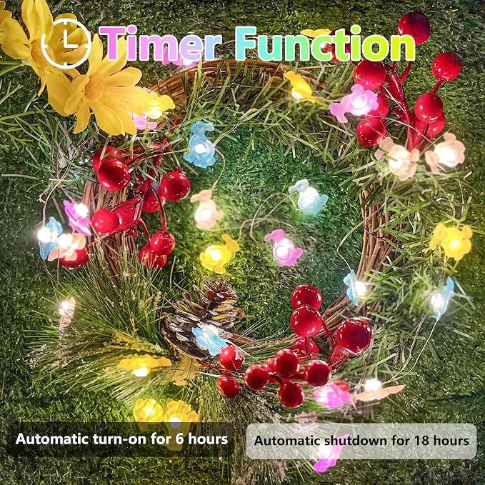 EXF Easter Decorations Bunny Pastel Fairy Lights, Battery Operated - Image 9