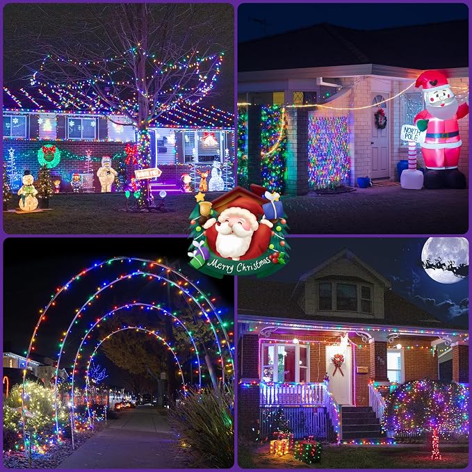JMEXSUSS 2 Pack Solar String Light 100LED 32.8ft 8 Modes Solar Christmas Lights - Image 8