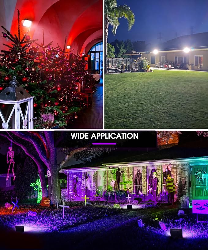 L LOHAS LED 150W Flood Light Outdoor, RGB Landscape Lighting - Image 2