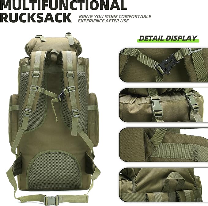 100L Camping Hiking Backpack, Molle military Tactical rucksack backpack - Image 5
